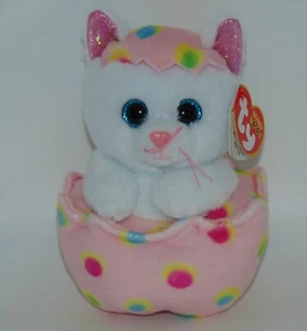 New! Ty Beanie Boos GIGGLES white kitty in Easter Egg 6" size nwt's - Picture 1 of 1