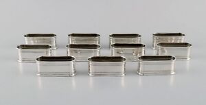 11 Sener napkin rings in silver (900) with beaded border. Turkey, 1930s / 40s.