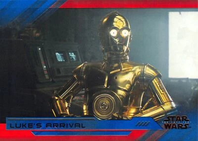 Star Wars Last Jedi Series 2 BLUE PARALLEL BASE Card #89 / LUKE'S ARRIVAL - Image 1 of 2