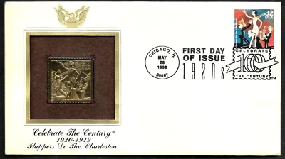 GOLD STAMP REPLICA US 3184h CELEBRATE THE 1920s 32c FLAPPERS STAMP 1ST DAY COVER - Image 1 of 2