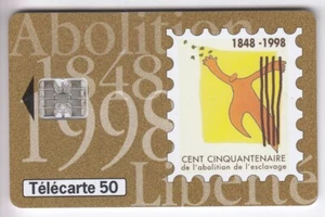 DOM-TOM TELECARTE / PHONECARD .. ILE GUADELOUPE 50U ESCLAVAGE 06/98 CHIP/PUCE - Picture 1 of 2