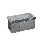 New Quilted Top Folding Storage Ottoman Seat Toy Storage Box Crushed Velvet 