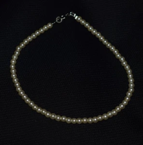 Pulsera de perlas de agua dulce gemas de plata de ley 925 de 7" cuentas redondas lisas - Imagen 1 de 12