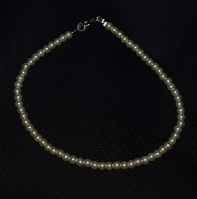Freshwater Pearl Gems 925 Sterling Silver 7" String Bracelet Smooth Round Beads - Image 1 of 4