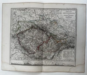 Alemania Oriental Bohemia Schleen Mahren 1861 Berghaus Stieler mapa grabado - Imagen 1 de 6