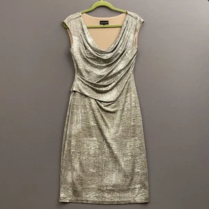 Connected Apparel Cocktail Dress Sz 6 Shimmer Metallic Knit Sleeveless - Picture 1 of 7