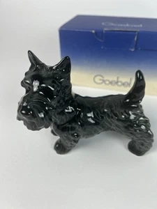 Goebel Scottie Dog Figurine Black Glazed Porcelain 4” with Original Box Germany - Picture 1 of 21