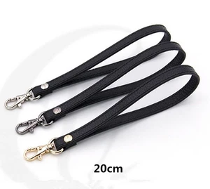 Cartera de cuero negra Litchi cartera sin asas muñeca bolso corto correa con asa - Imagen 1 de 20