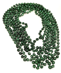 Guirnalda de Navidad con 2 hebras de 16' cada una de cuentas brillantes verdes esmeralda - Imagen 1 de 9