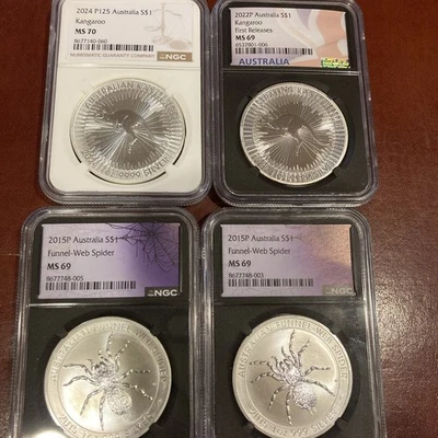 Silver Kangeroos & Spiders 4 Oz Fine Graded. MS69/70 Mix - Image 1 of 4