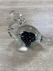 Controlled Bubble Murano?!  Swan Paperweight  Black /clear
