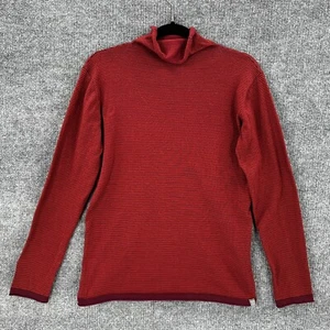 Title Nine maglione donna grande a righe rosso scuro finto collo pullover outdoor - Foto 1 di 13