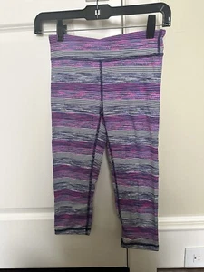 Ivivva by Lululemon Girls Cropped Leggings, Size 12, Purple And Pink - Picture 1 of 3