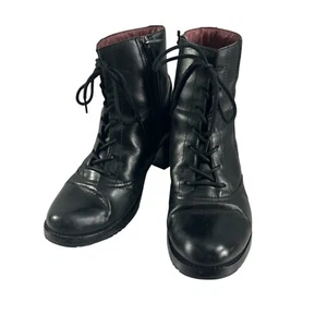 Dansko Black Leather Combat Style Boots Size EU 40 US 10 Lace Up Zip Block Heel - Picture 1 of 10