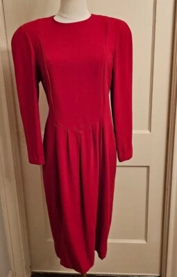 Vintage 90s Liz Claiborne Red Longsleeve Dress Size 8 - Image 1 of 4