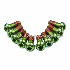 10x Ducati 1098R Green Titanium Front Disc Rotor Bolts Screws With Threadlock - Picture 1 of 1