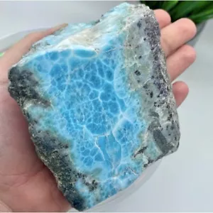 Larimar 623g Platte Edelstein Kristall Heilstein Freiform Präparat Dominikaner - Bild 1 von 3