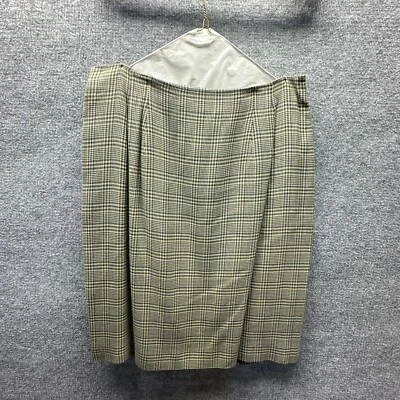 Saia Saville Feminina 18W Bege Verde Houndstooth Xadrez Academia Secretário Antigo Ano Novo - Imagem 1 de 4