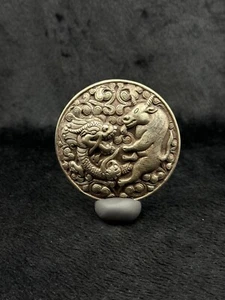 Rare VINTAGE Handmade Tibetan Silver Handmade Belt Buckle With Depicting Art - Picture 1 of 7