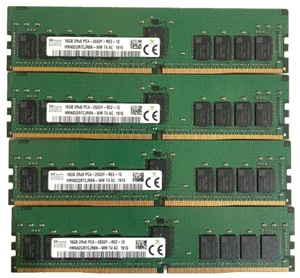 64GB DDR4 Kit 4 x 16GB RDIMM SK Hynix PC4-2933Y Server Memory HMA82GR7CJR8N-WM - Bild 1 von 8