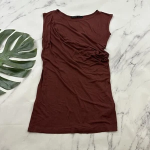 Allsaints Womens Sabie Ruched Shirt Sheath Dress Size 6 Brown Short Sleeve - Picture 1 of 10