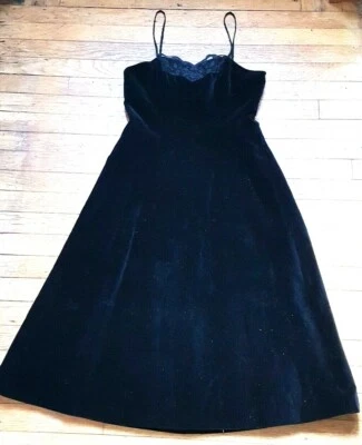 VINTAGE ANNIE GOUGH BLACK VELVET OCCASION DRESS UK 10 RARE VGC - Imagem 1 de 4