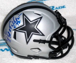 ED 'TOO TALL' JONES FIRMATO DALLAS COWBOYS RAVE ALT. MINI CASCO - J.S.A. Cert. - Foto 1 di 4