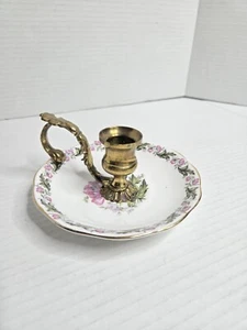 Candelabro de latón platillo flor púrpura vintage Cotswold Royal Albert - Imagen 1 de 5