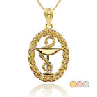 3D Solid Gold Or .925 Sterling Silver Pharmacy Symbol Pendant Necklace