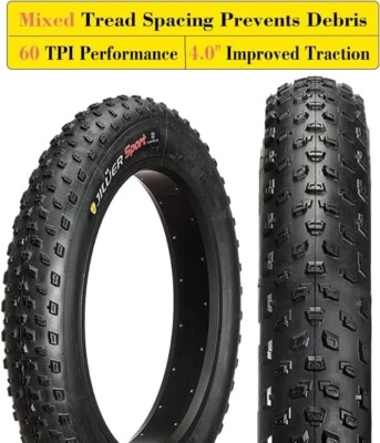 20x4 Bicycle Folding Tire 20"x4.0" 60TPI Fat Bike Mountain Snow Beach - Jiluer - Image 1 of 2