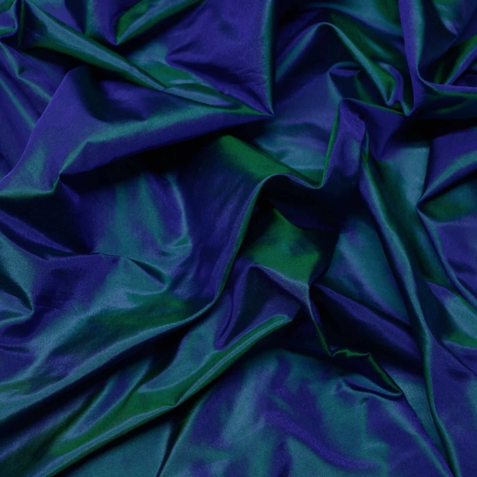 Deep Green/Blue Tissue Taffeta, 100% Silk Fabric By The Yard Pc 44" W (TS-7327) - Image 1 of 3