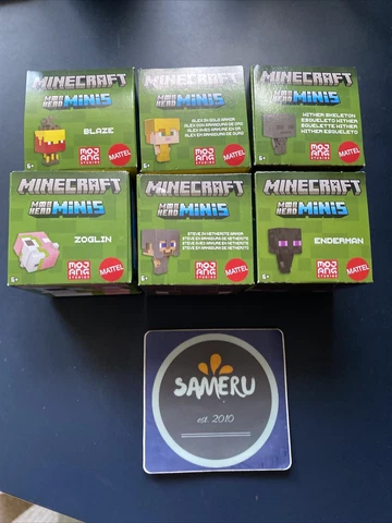 NEW MINECRAFT MOB HEAD MINIS MATTEL SET OF 6 ZOGLIN ALEX ENDERMAN BLAZE STEVE Cover