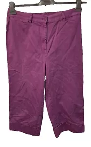 Casual Corner Vintage Pants Purple Cotton Women 12 Crop Zip Button Pockets - Picture 1 of 10