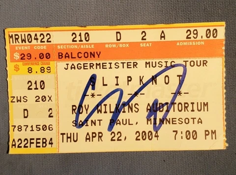 Corey Taylor SLIPKNOT Used Concert Ticket Signed JSA AUTHENTIC AUTOGRAPH Cover