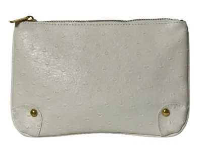 Bolso sin asas de viaje Nordstrom imitación cuero beige/blanco maquillaje cosmético nuevo F Foto 1 de 4