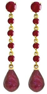 14K. GOLD CHANDELIERS EARRINGS WITH NATURAL RUBIES (Yellow Gold) - Picture 1 of 4
