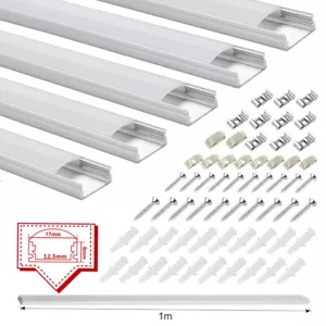 5× 1M LED Profil Aluprofil Alu Eloxiert Schiene Leiste Profile für LED Stripe - Bild 1 von 20