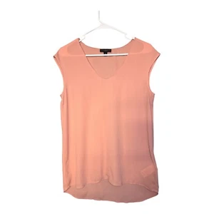 J Crew Orange Peach Sleeveless V Neck Blouse Polyester Sheer Lightweight Size 4 - Picture 1 of 7