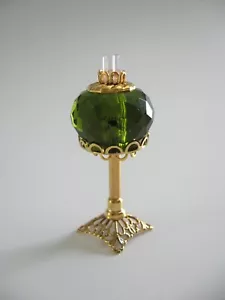 dollhouse doll house miniature ELECTRIC VICTORIAN TABLE LAMP CLASSY OLIVE GREEN - Picture 1 of 1