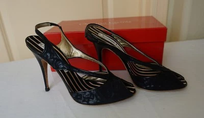 Sandalias Christian LacRoix de cuero/tela con cordones zapatos (talla 39 1/2) Foto 1 de 4