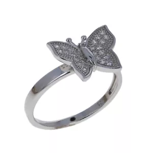 Sterling Silver, Butterfly CZ Ring, Clear Micropave Cubic Zirconias, R680001CZ - Picture 1 of 2