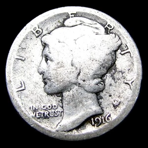 1916-D Mercury Dime Silver ---- Nice Details Key Date Coin ---- #105K - Picture 1 of 2