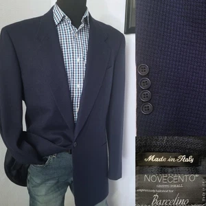 Novecento Barcelino Italy Men Blazer 42L 42R Blue Basket Weave Sport Coat Jacket - Picture 1 of 20