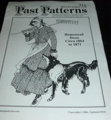 Past Pattern 711 Homestead Frontier Prairie Dress Costume Sewing 8-26 1864-1871 - Image 1 of 2