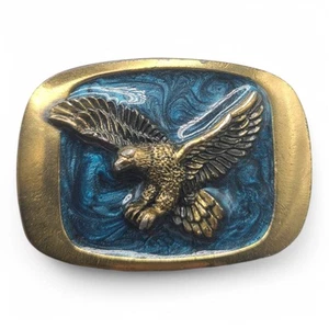 Vintage MM Limited Chicago EAGLE Belt Buckle Bronze Tone Blue Enamel 1983 D1304 - Picture 1 of 9