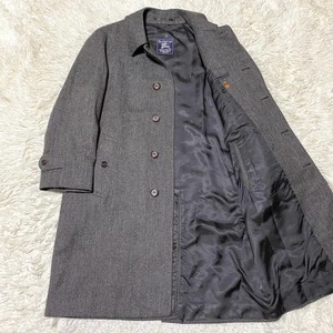 Burberry Maruzen Herringbone Overcoat Gray Wool Blend Classic US Size L-XL Auth - Picture 1 of 20