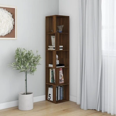 Corner Cabinet Brown Oak 33x33x164.5cm Engineered Wood Storage Unit Slim Storage - Image 1 of 4