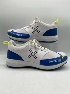 Payntr X Cricket Shoes Pimple Spiked Blue & White US Size 8/ UK Sz 7 Yellow Trim - Picture 1 of 20