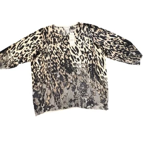 Rebecca Malone Womens Black Acrylic Animal Print Bling Knit Sweater Plus 3X NEW - Picture 1 of 19