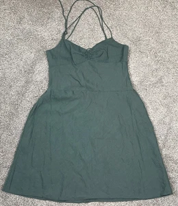 Theory Dress Womens 10 Green Lotta Linen Strappy Mini Quiet Luxury Beach Summer - Picture 1 of 8